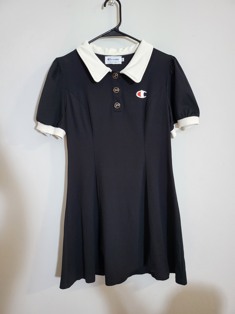 Champion Black Knit Dress with White Contrast Collar